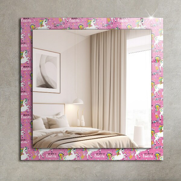Wall mirror decor Unicorns Rainbow hearts