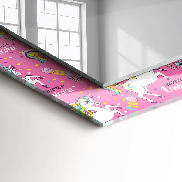 Wall mirror decor Unicorns Rainbow hearts