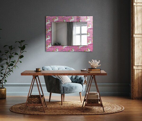 Wall mirror decor Unicorns Rainbow hearts