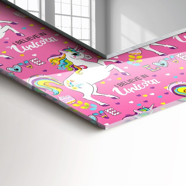 Wall mirror decor Unicorns Rainbow hearts