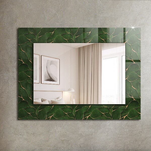 Mirror frame with print Green leaf patterns