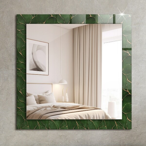 Mirror frame with print Green leaf patterns