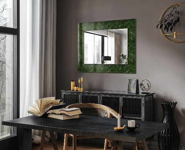Mirror frame with print Green leaf patterns