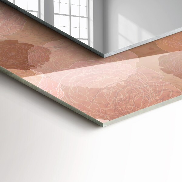 Mirror frame with print Peony flowers