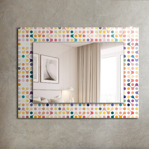 Mirror frame with print Coloured geometric pattern