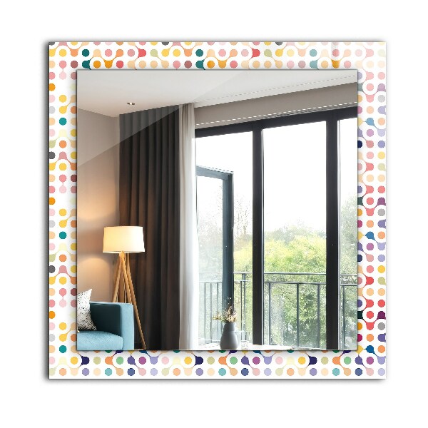 Mirror frame with print Coloured geometric pattern