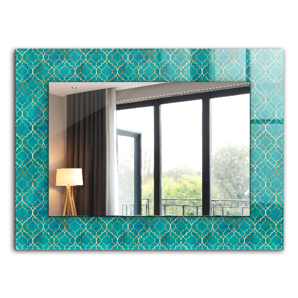 Wall mirror design Green geometric pattern