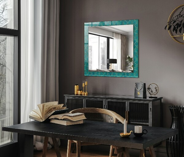 Wall mirror design Green geometric pattern