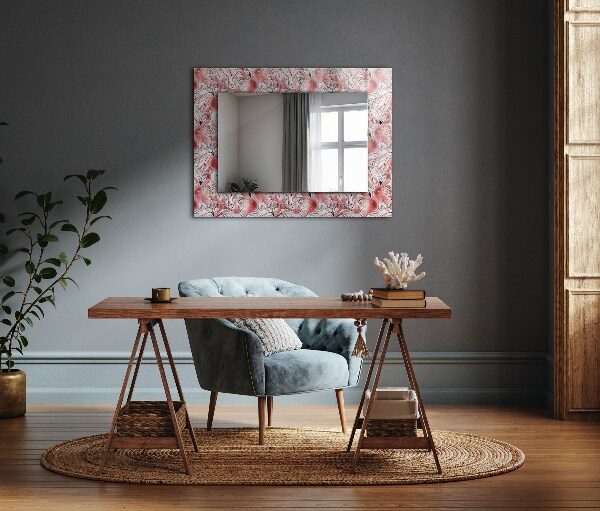 Printed mirror Pink flamingos