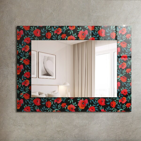 Wall mirror decor Poppy flowers