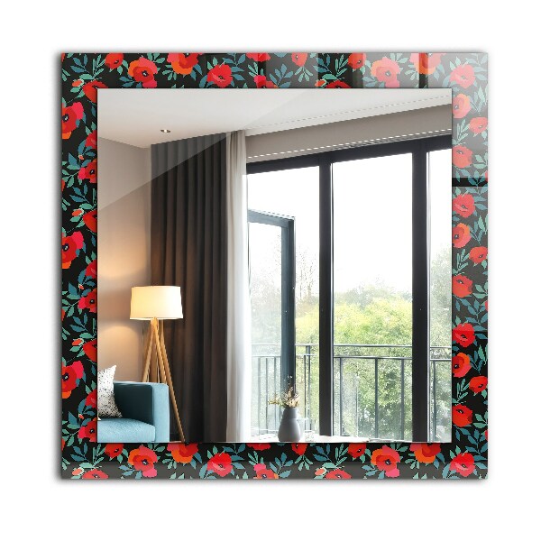 Wall mirror decor Poppy flowers