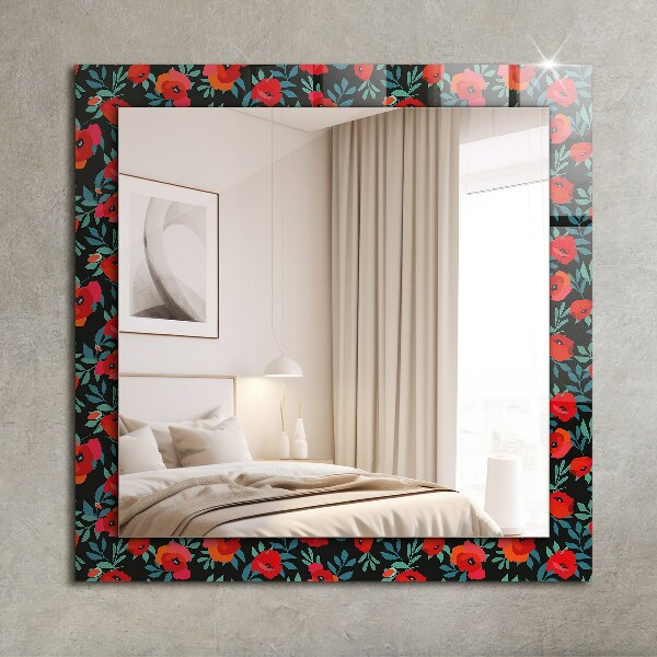 Wall mirror decor Poppy flowers