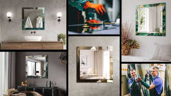 Wall mirror decor Poppy flowers