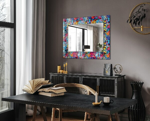 Wall mirror design Colourful abstract motif