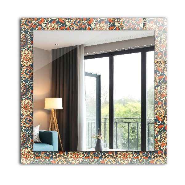 Wall mirror decor Floral pattern on background