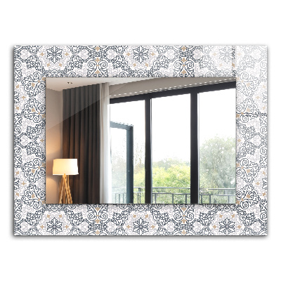 Mirror frame with print Tile motif