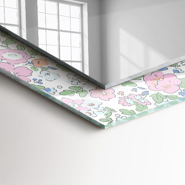 Wall mirror decor Fabric flower pattern