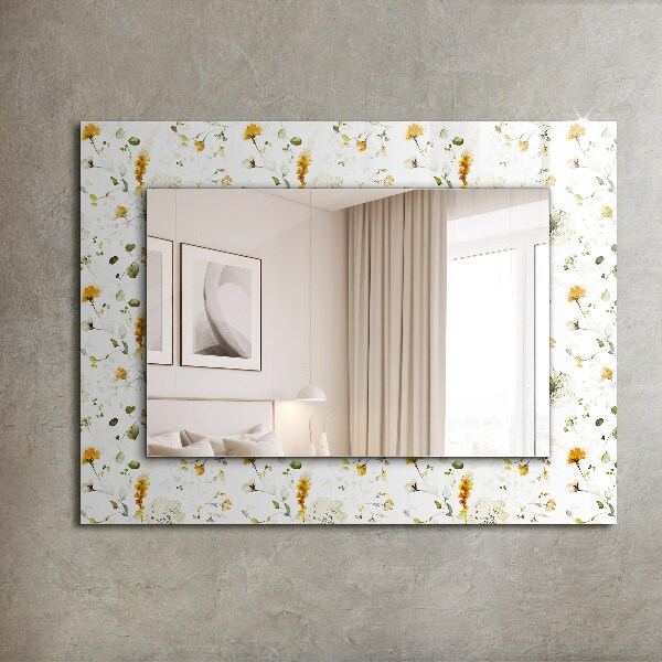Mirror frame with print Leaf flower design