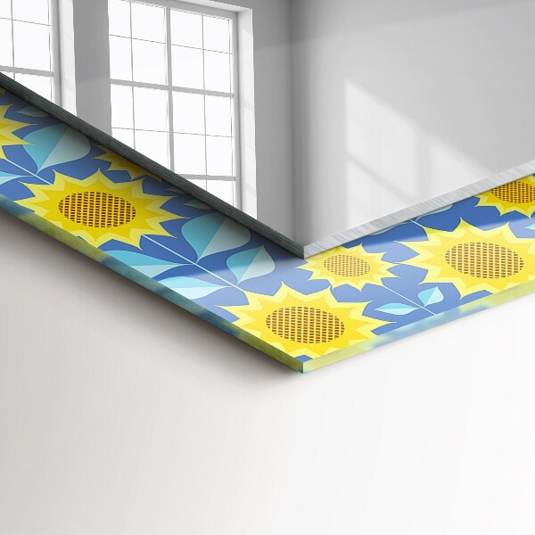Mirror frame with print Sunflower leaf motifs