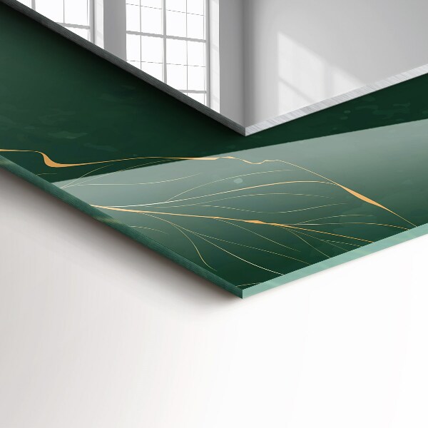 Printed mirror Green and golden leaves