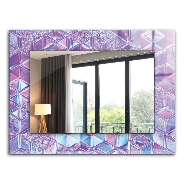 Mirror frame with print Coloured transparent cubes