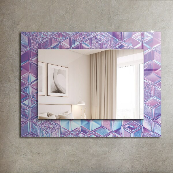 Mirror frame with print Coloured transparent cubes