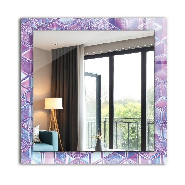Mirror frame with print Coloured transparent cubes