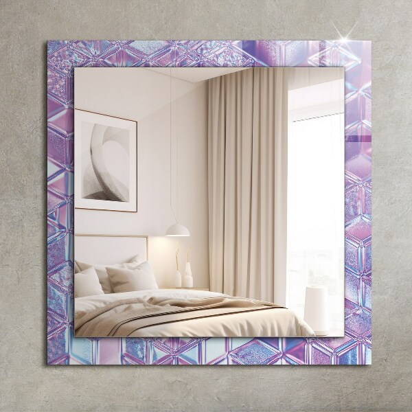 Mirror frame with print Coloured transparent cubes