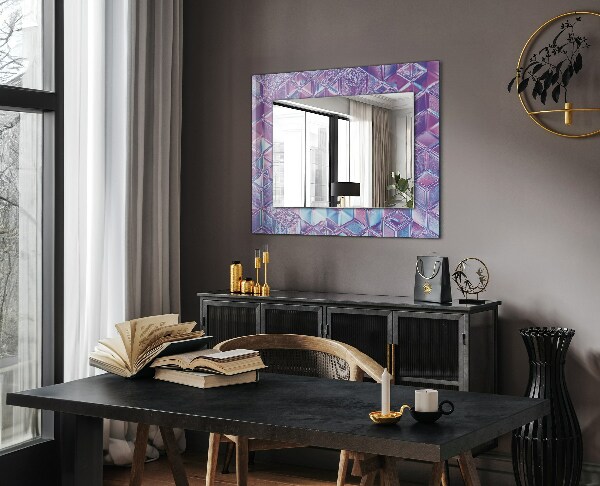 Mirror frame with print Coloured transparent cubes