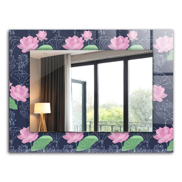 Wall mirror design Pink lotus flowers