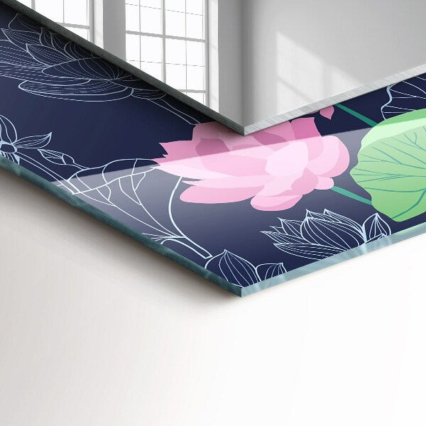 Wall mirror design Pink lotus flowers