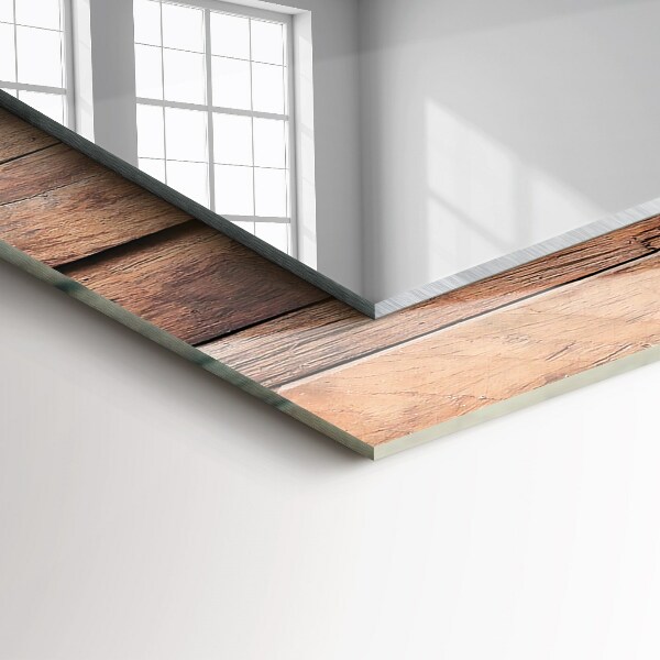 Mirror frame with print Wooden clad wall