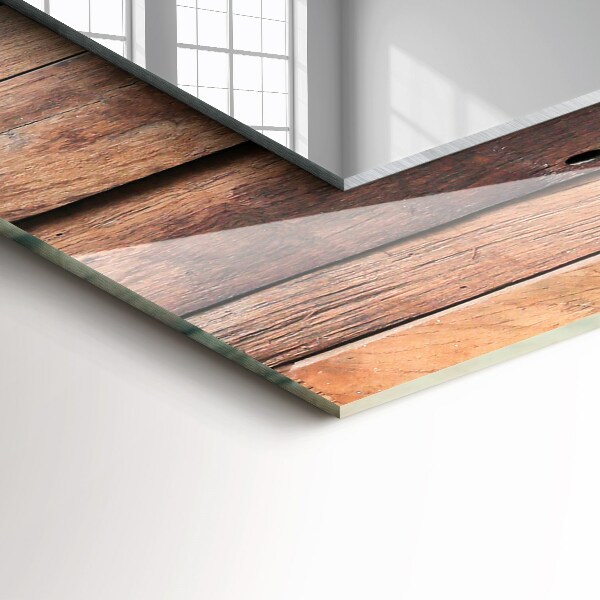 Mirror frame with print Wooden clad wall