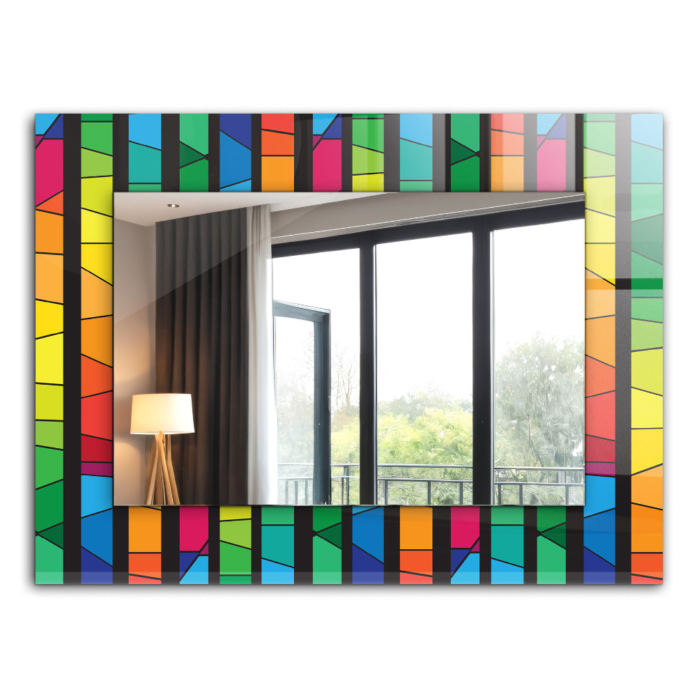 Printed mirror Strips of coloured glass