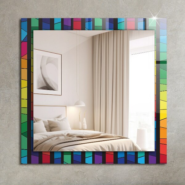 Printed mirror Strips of coloured glass