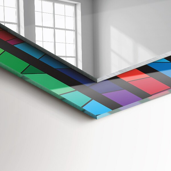 Printed mirror Strips of coloured glass