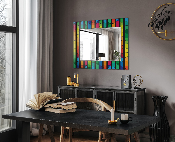 Printed mirror Strips of coloured glass