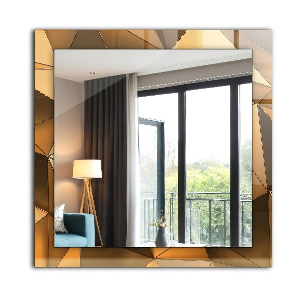 Wall mirror design Golden geometric motifs
