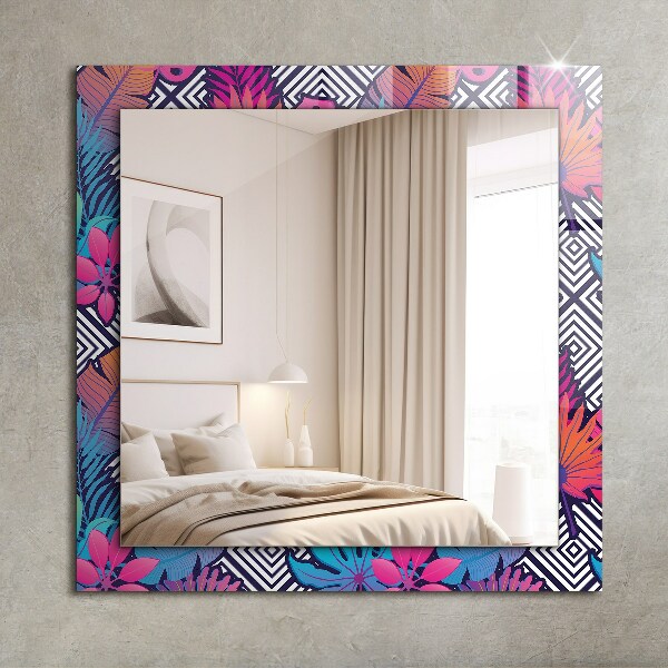 Decorative mirror Coloured tropical leaves