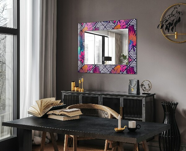 Decorative mirror Coloured tropical leaves
