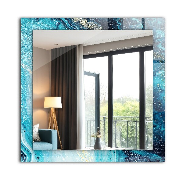 Wall mirror decor Blue abstract art