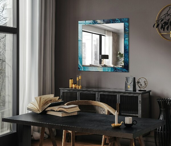 Wall mirror decor Blue abstract art