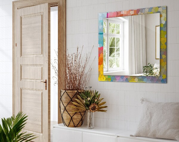 Mirror frame with print Abstract coloured mosaics