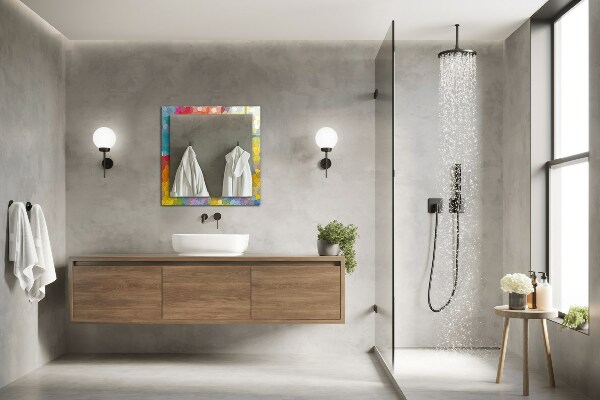 Mirror frame with print Abstract coloured mosaics