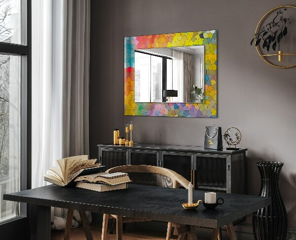 Mirror frame with print Abstract coloured mosaics
