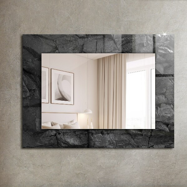 Wall mirror design Cracks in a black stone