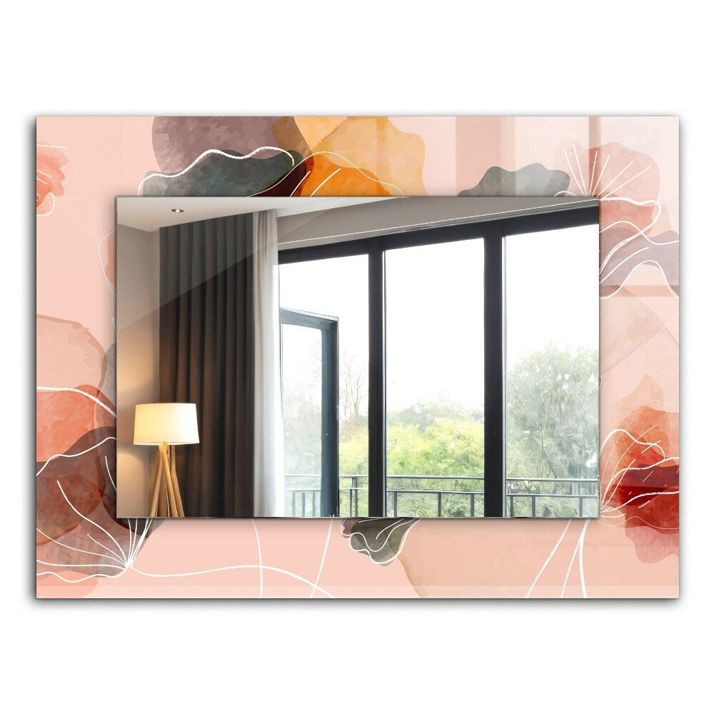 Mirror frame with print Abstract floral motifs