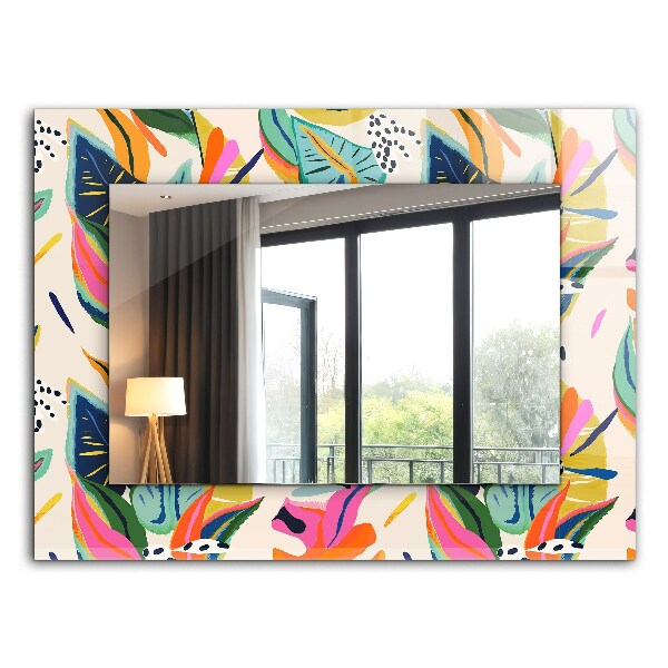 Printed mirror Coloured leaf motif