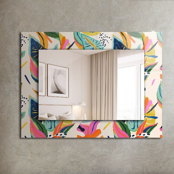 Printed mirror Coloured leaf motif