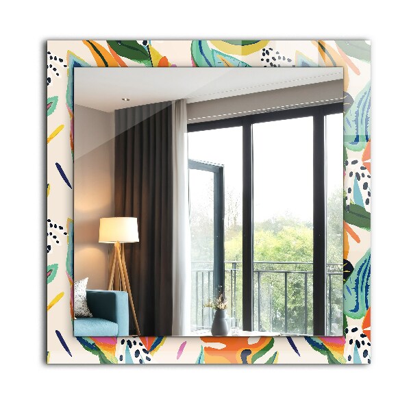 Printed mirror Coloured leaf motif